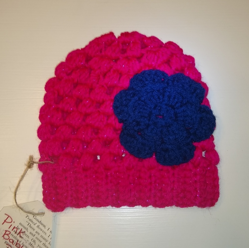 Hot pink baby beanie/cap
